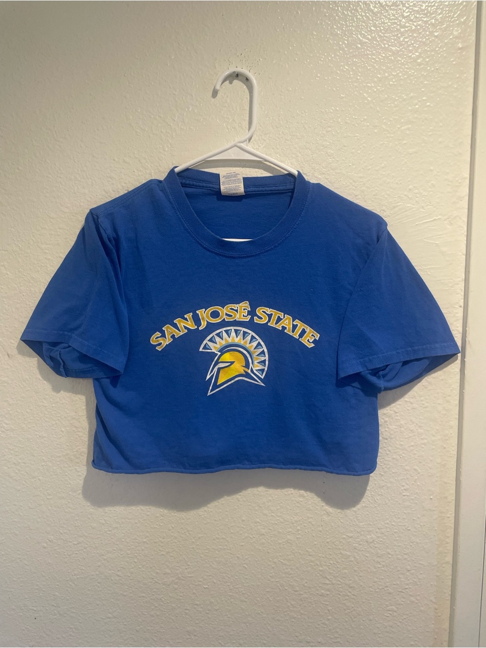 💙 SJSU San Jose State Spartans Game Day Crop Top Tee Small Blue 💛
